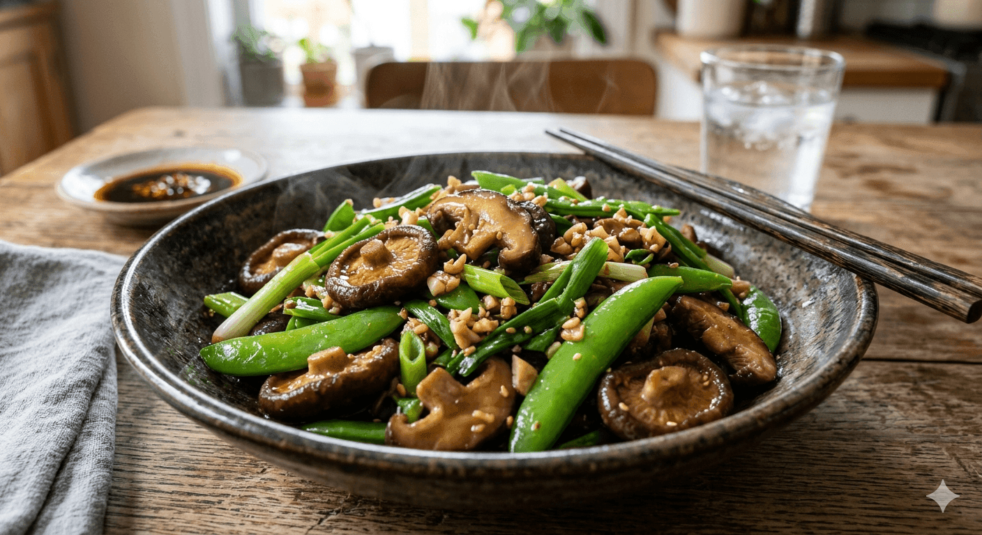 Shitake Mushroom and Snap Pea Stirfry