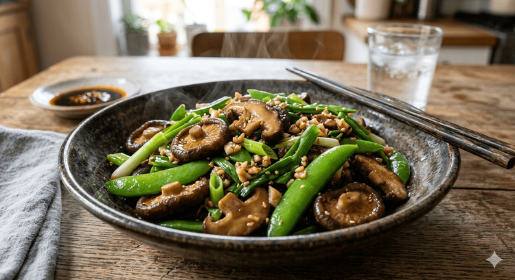 Shitake Mushroom and Snap Pea Stirfry